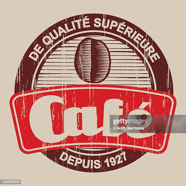 vintage café label - round roast stock illustrations