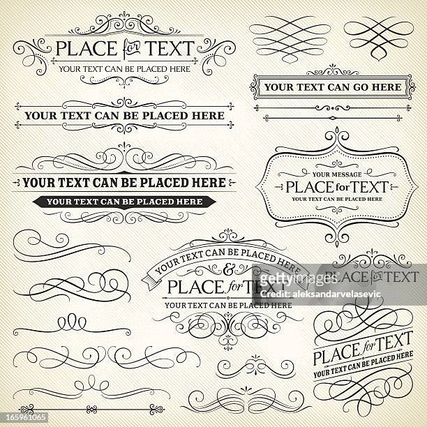 vintage frames and scroll elements - calligraphy stock illustrations