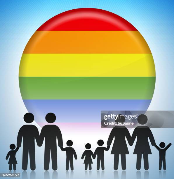 gay adoption rights family concept stick figures - large family stock illustrations