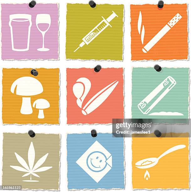 drugs icons - cocaine stock illustrations