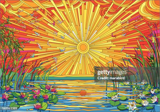 good evening - sunbeam flower stock illustrations