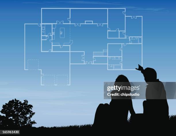 house plans - house blueprint stock illustrations