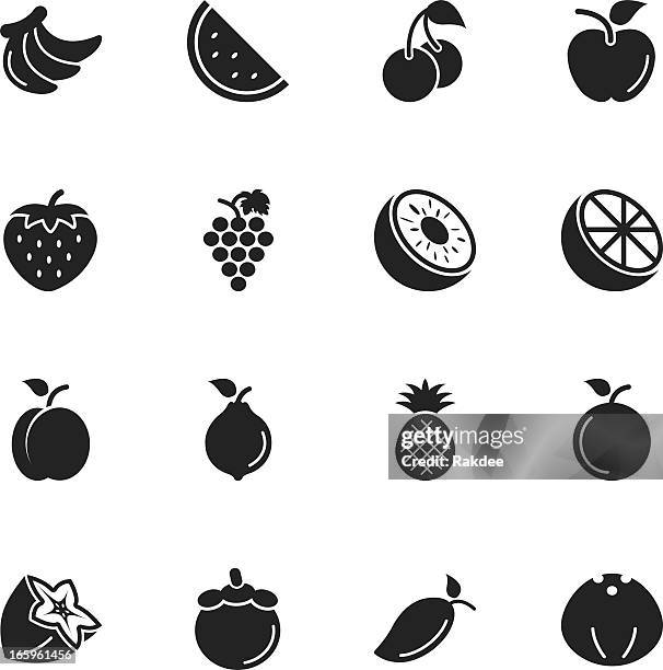 fruit silhouette icons - chrysophyllum cainito stock illustrations