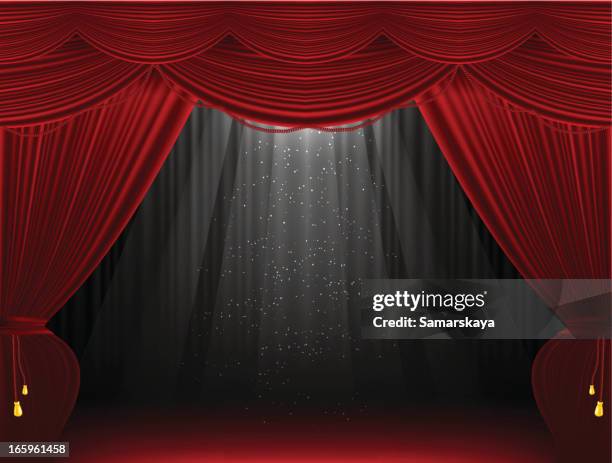 stage curtains - interior design vector stock illustrations