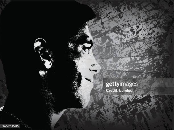 man profile with grunge background - human nose profile stock illustrations