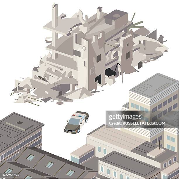 collapsed building - collapsing house stock illustrations