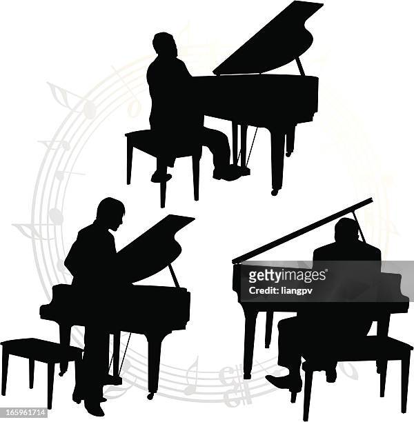 pianist - musician silhouette stock illustrations