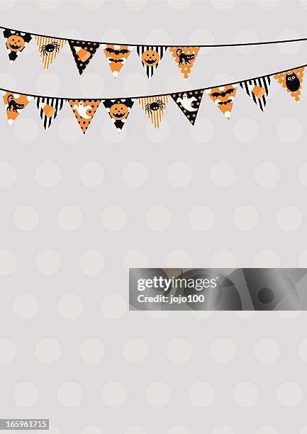 retro halloween themed bunting design with copy space - halloween candy stock illustrations
