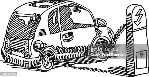 stockillustraties, clipart, cartoons en iconen met electric car charging station - car charger