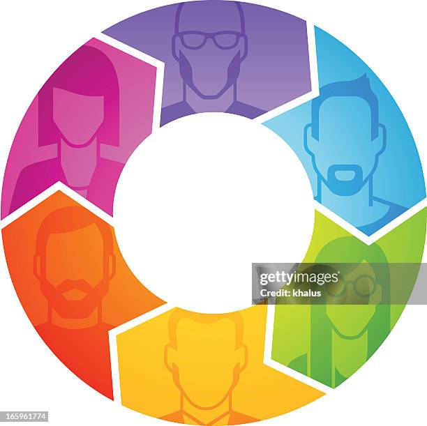 people's profile in arrows - presentation template stock illustrations