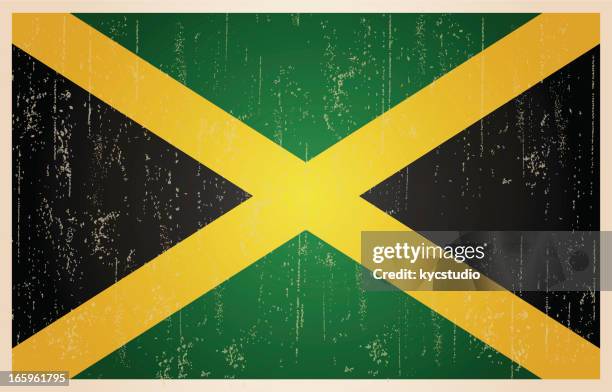 jamaica grunge vintage flag - jamaica flag stock illustrations