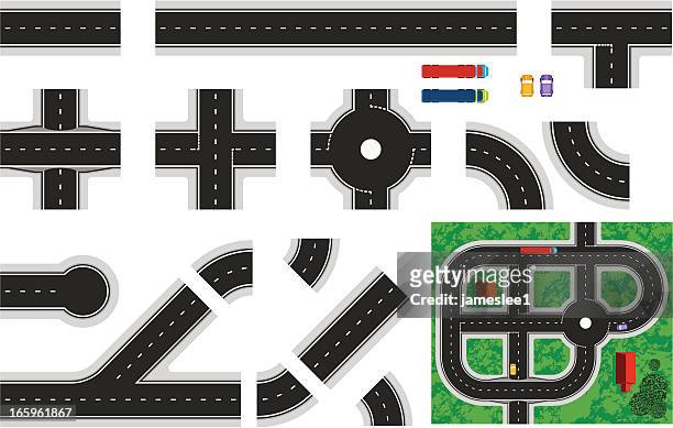 construct-a-road - traffic circle stock illustrations