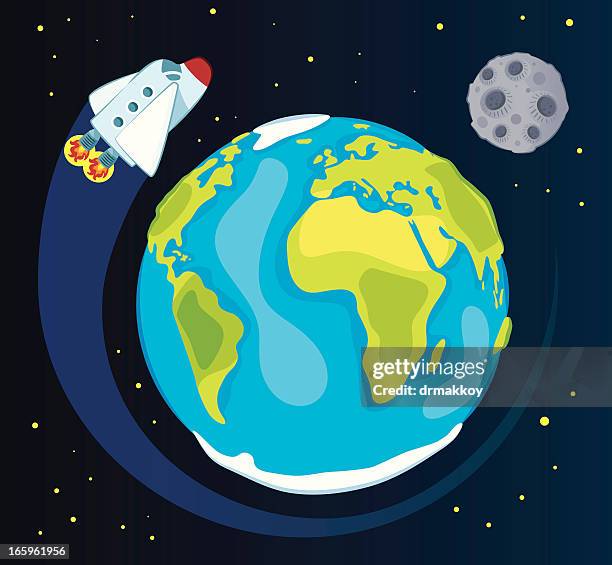 earth and space ship - earth cartoon stock illustrations