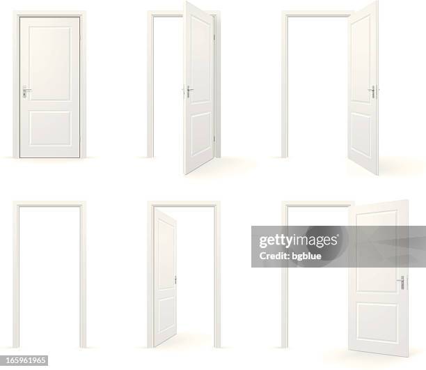 open and closed doors - opening stock illustrations