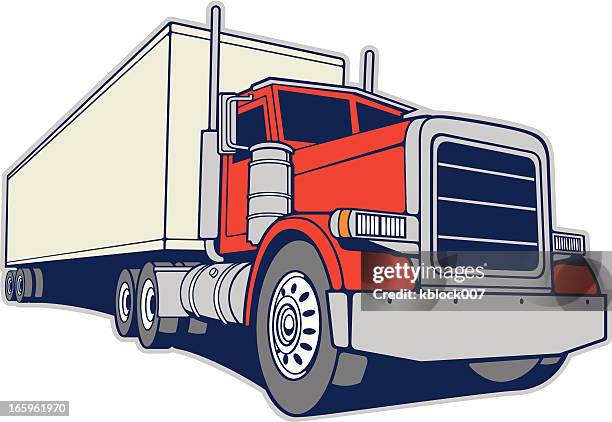 semi truck und anhänger - trucker stock-grafiken, -clipart, -cartoons und -symbole