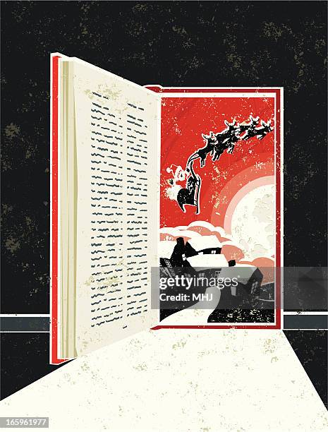 storybook durchgang mit dem weihnachtsmann schlitten motiv - picture book stock-grafiken, -clipart, -cartoons und -symbole