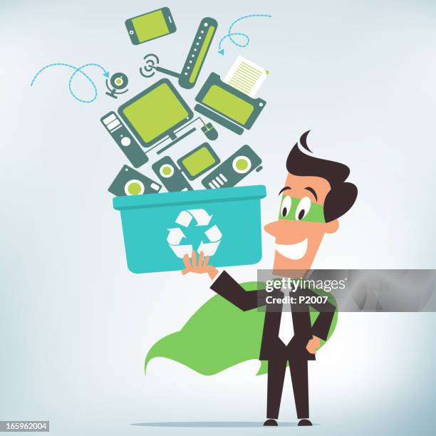 computer recycling - electronic recycling stock illustrations