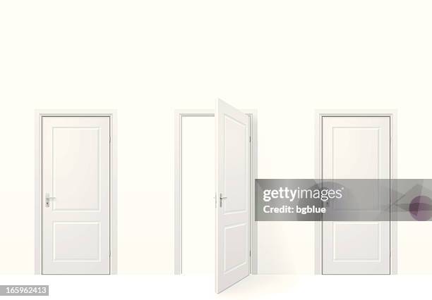 three doors - front door stock illustrations