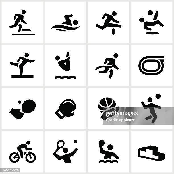 ilustrações de stock, clip art, desenhos animados e ícones de figuras ícones preto desporto - ginástica
