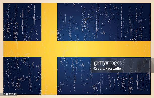 schwedische flagge im grunge und retro-stil. - krona stock-grafiken, -clipart, -cartoons und -symbole