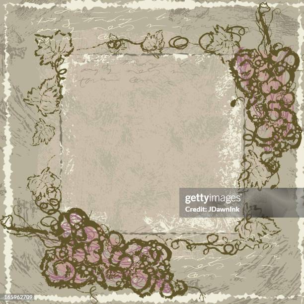 sketchy tile bunches of grapes on a textured background - grape vines background stock illustrations