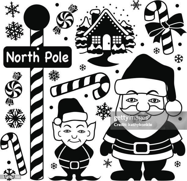 christmas design elements - santas workshop stock illustrations