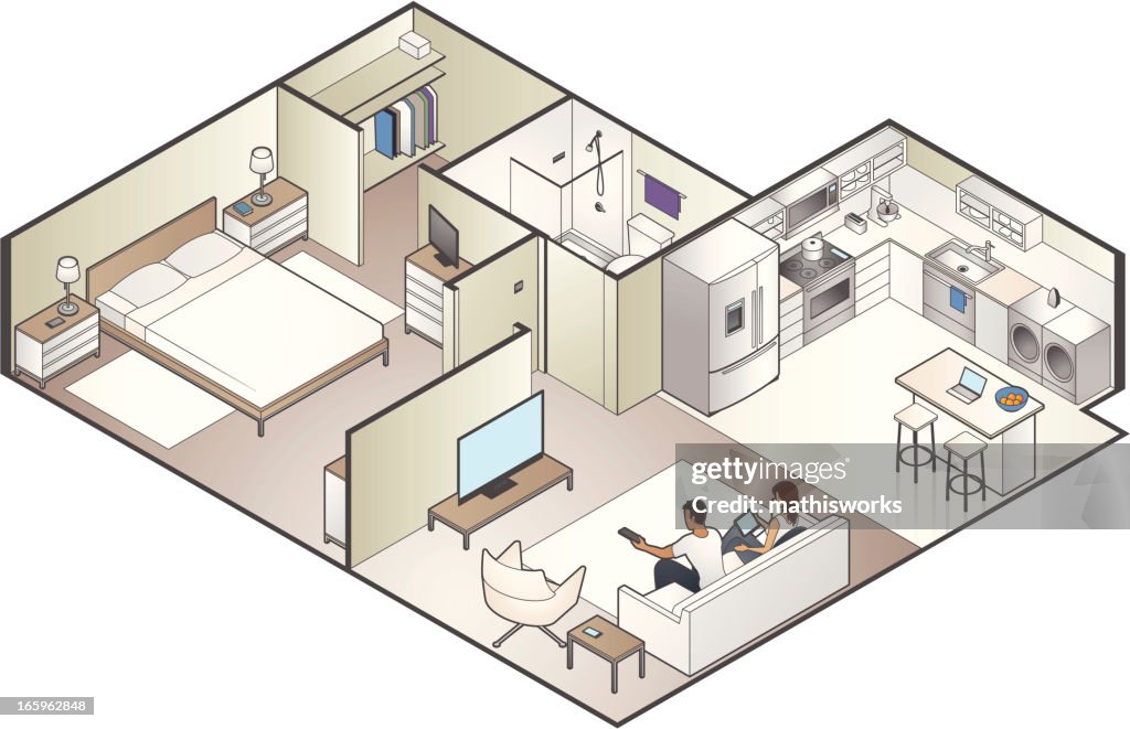 Isometric Apartment Cutaway