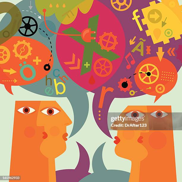 word of mouth interaction - conversation abstract stock illustrations