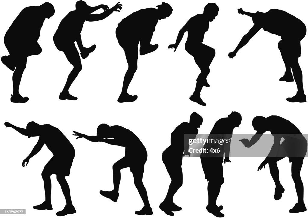 Multiple image of men in action