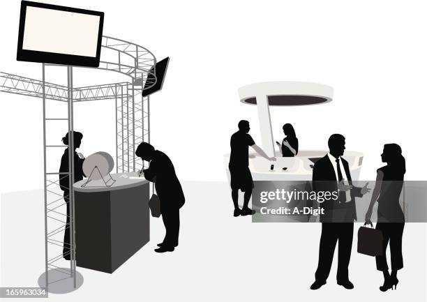 talkin' business vector silhouette - exhibition booth stock illustrations