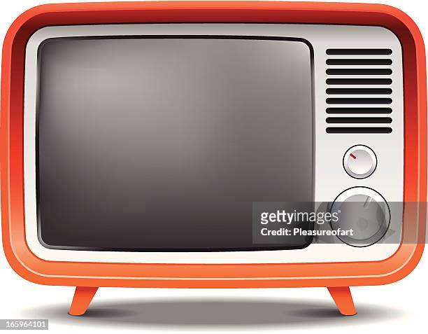 ilustrações, clipart, desenhos animados e ícones de velha tv retrô de moda - television set