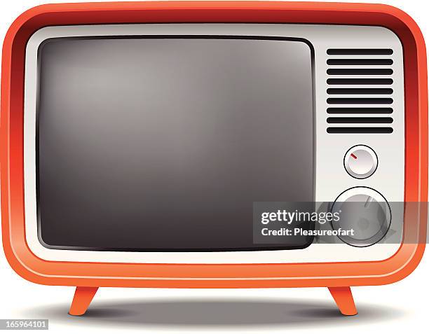 old fashion retro tv set - vintage television white background stock illustrations
