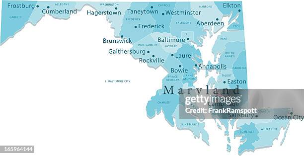 illustrations, cliparts, dessins animés et icônes de carte de vecteur de régions isolées, dans le maryland - maryland