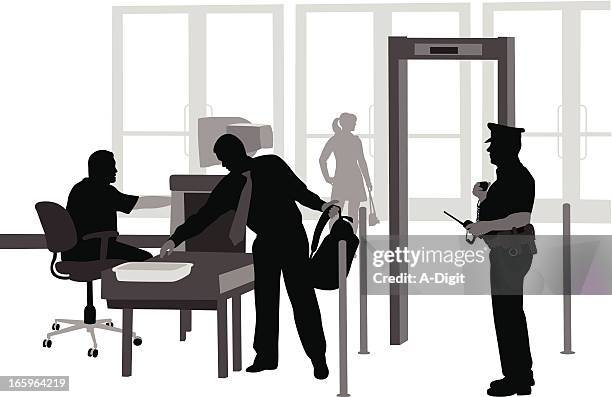 air travel - customs agent stock illustrations