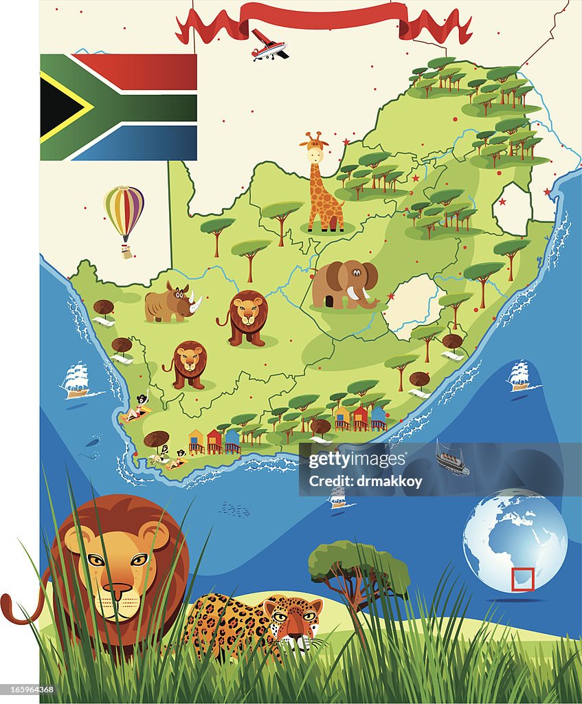 South Africa Cartoon Map