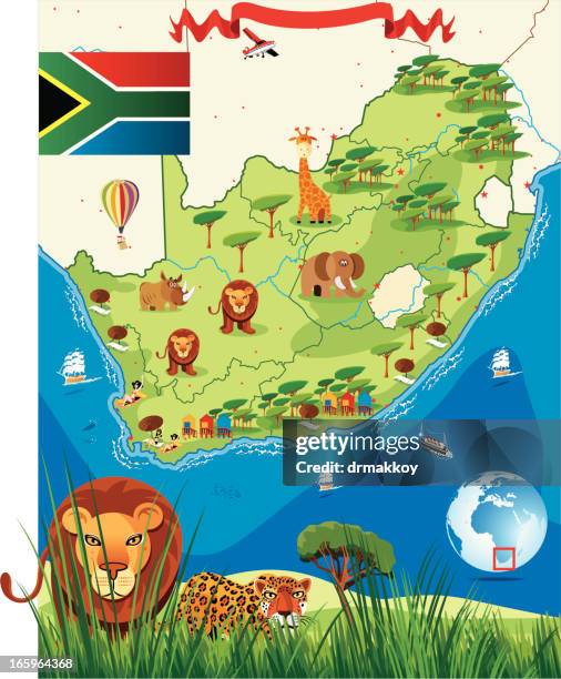 south africa cartoon map - limpopo province stock illustrations