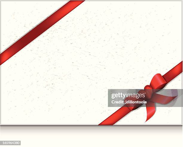 textured paper card with heart bow ribbon - aids awareness ribbon stock illustrations
