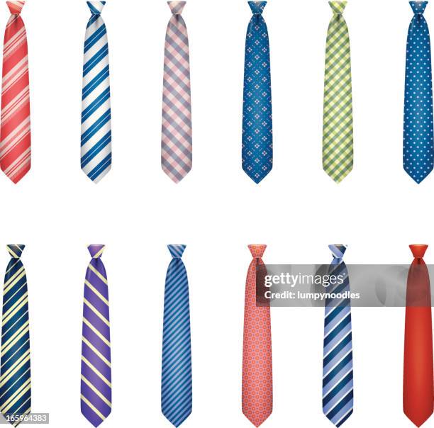 set of ties with colorful prints - shirt and tie stock illustrations