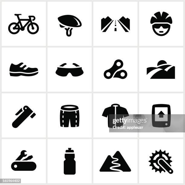 black road biking icons - individual event stock illustrations