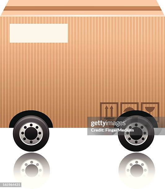 package on wheels - shipping container inside stock illustrations