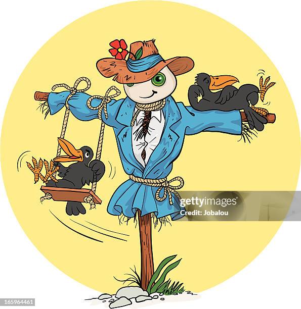 crow recreation - scarecrow stock illustrations