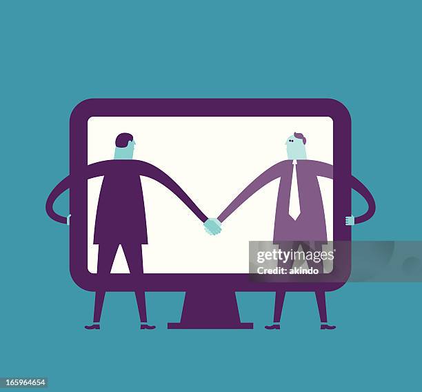 cooperation - creative collaboration screen stock illustrations