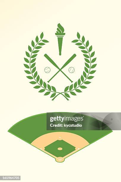 baseball poster and emblem - softball bat stock illustrations