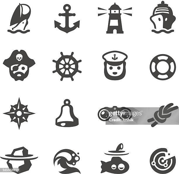stockillustraties, clipart, cartoons en iconen met mobico icons - nautical - jachtvaren