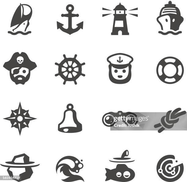 mobico icons - nautical - lighthouse waves stock illustrations
