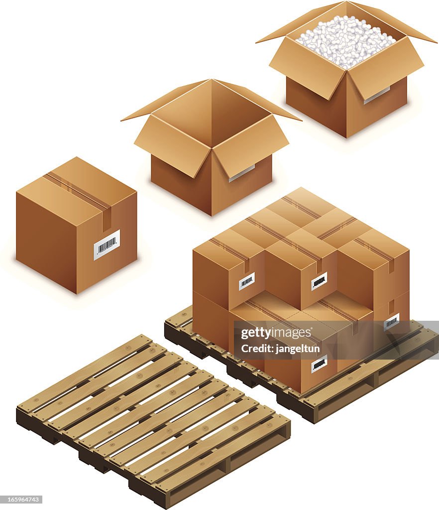 Boxes and pallet