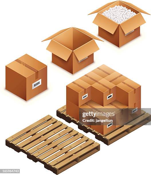 boxes and pallet - styrofoam container stock illustrations