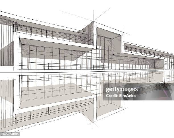 architecture - office window frame stock illustrations
