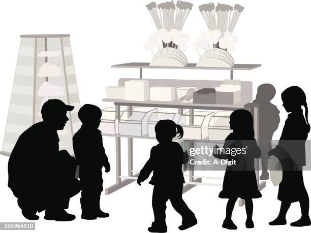family'n candy vector silhouette - candy store stock illustrations
