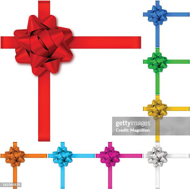 illustrazioni stock, clip art, cartoni animati e icone di tendenza di fiocchi regalo con nastri - christmas ribbon